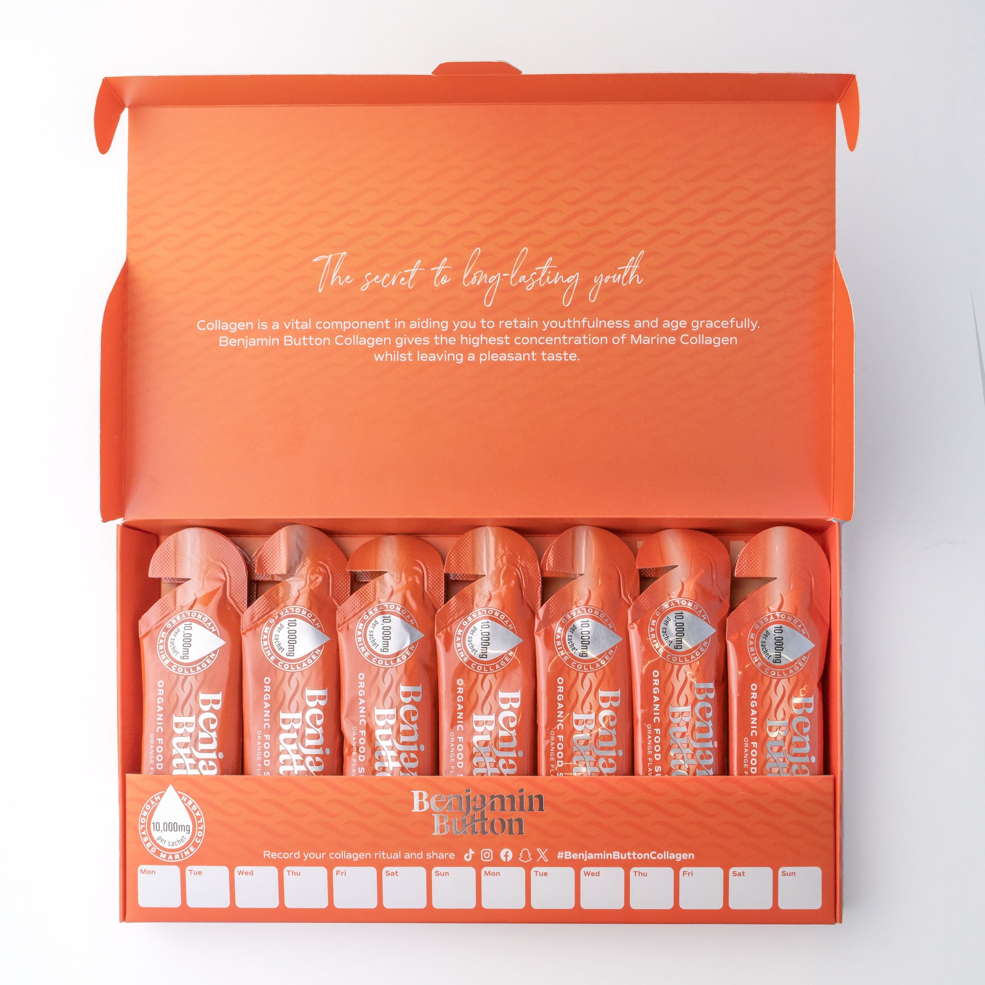 28x Orange 12.000 mg Meereskollagen Flüssigkeitsbeutel