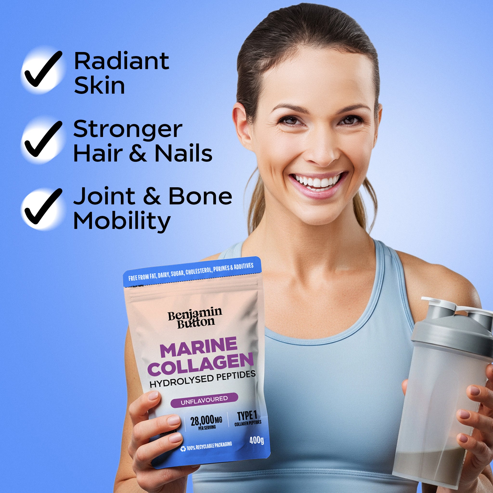 Benjamin Button Marine Collagen Peptides Powder - 400g - Unflavoured