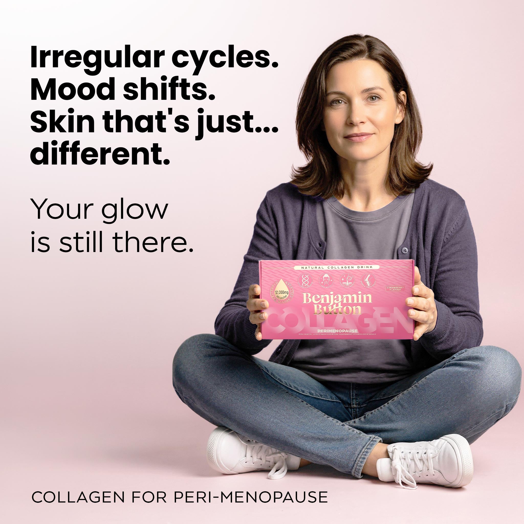 Коллаген для перименопаузы клубничные саше – упаковка из 14 шт. (запас на 2 недели) – 12,000 мг морского коллагена с витексом, витаминами и гиалуроновой кислотой